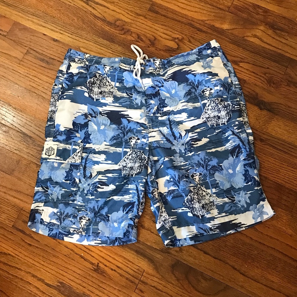 Chaps Swim Trunks Swimming Shorts
Flower Floral Beach 
 Large Velcro Tie
Pockets